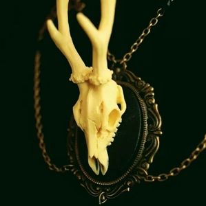Voodoo Priestess Deer Skull Bone Witchy Necklace